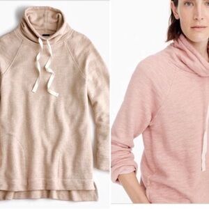 J Crew Turtleneck Tunic Sweatshirt  FrenchTerry Fabric in Blush color